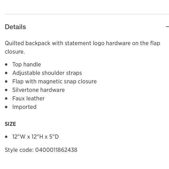 NWT Sam Edelman BLACK quilted backpack - Picture 5 of 5